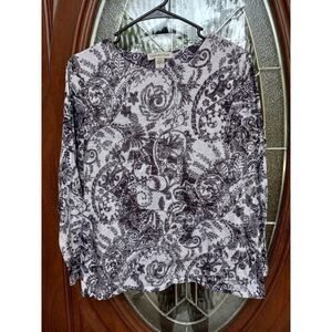Coldwater Creek Black/White Long Sleeve Pullover with Lining Top Size S (8)